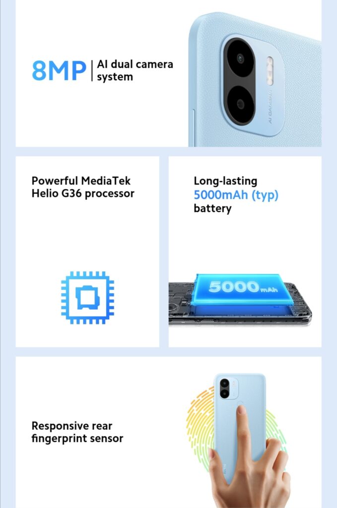 Especificaciones celular Xiaomi Redmi A2+.